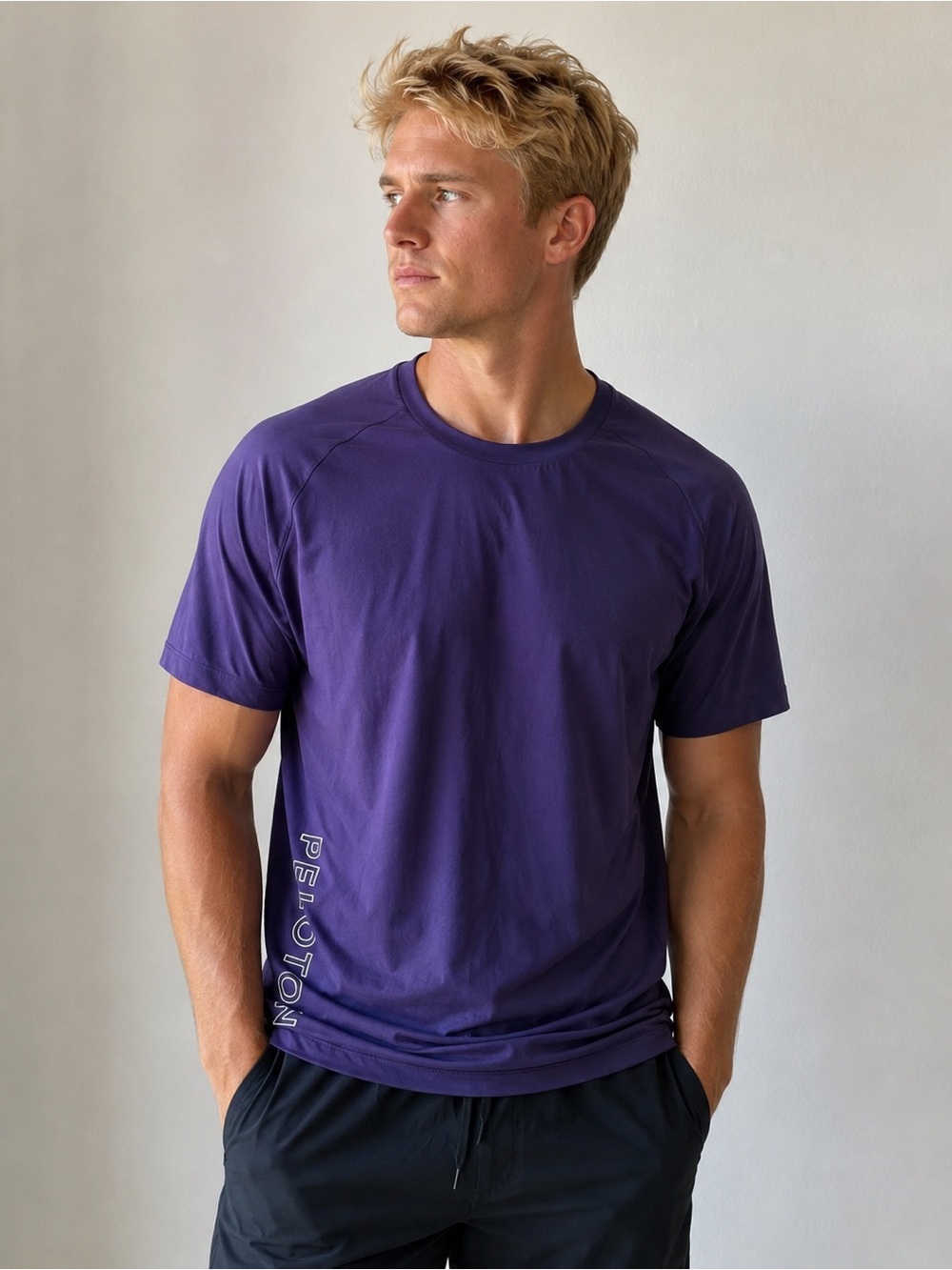 Rhone/Peloton Men’s Crew Neck Fitness T-Shirt — Purple